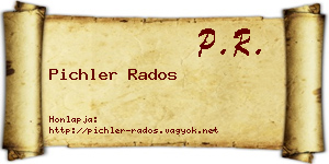 Pichler Rados névjegykártya